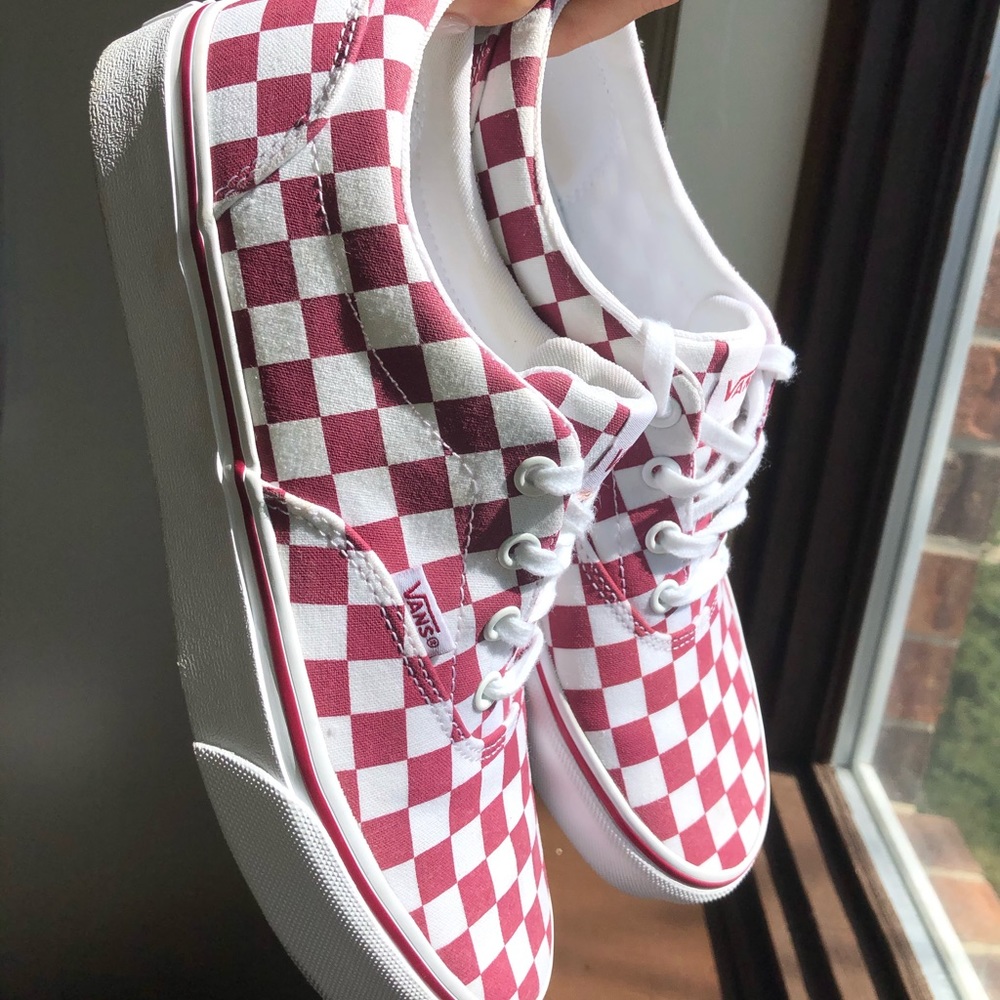 Red old skool checkered vans